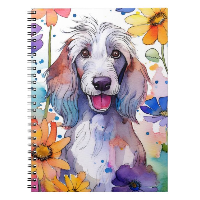Cuaderno Bloc de notas de espiral de perro con hebilla afga (Frente)