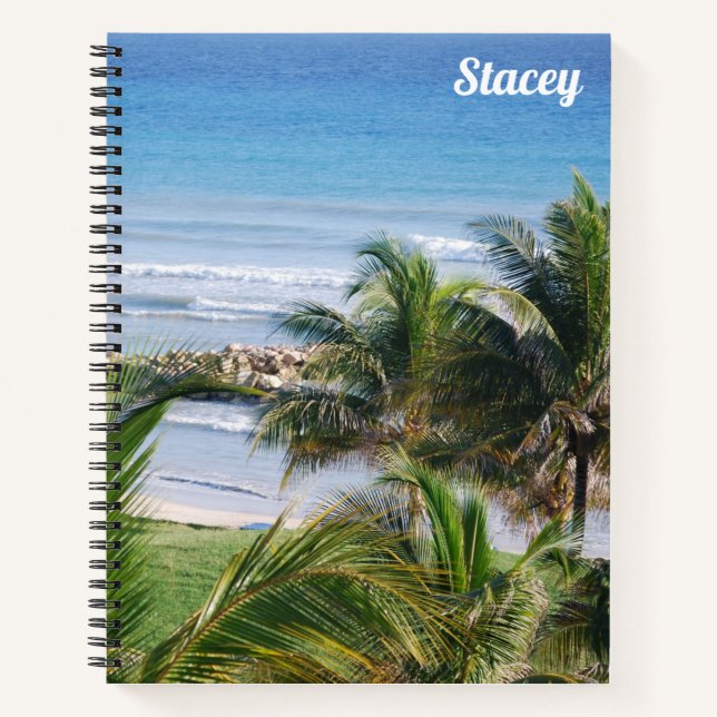 Cuaderno Bloc de notas de espiral de playa tropical (Anverso)