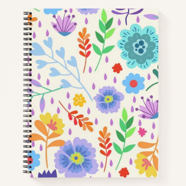 Cuaderno Bloc de notas de espiral floral (Anverso)