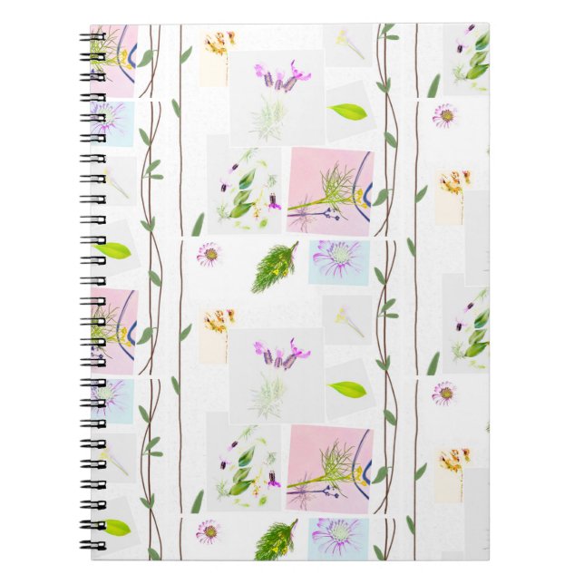 Cuaderno Bloc de notas de espiral floral (Frente)