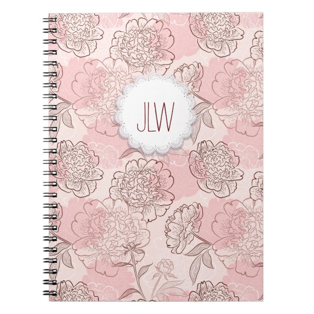 Cuaderno Bloc de notas de espiral floral de bonito (Frente)