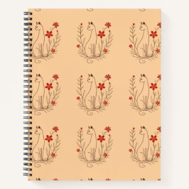 Cuaderno Bloc de notas de espiral floral de gato