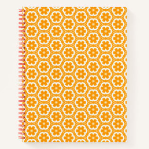 Cuaderno Bloc de notas de espiral floral naranja