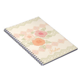 Cuaderno Bloc de notas de espiral floral Pastel