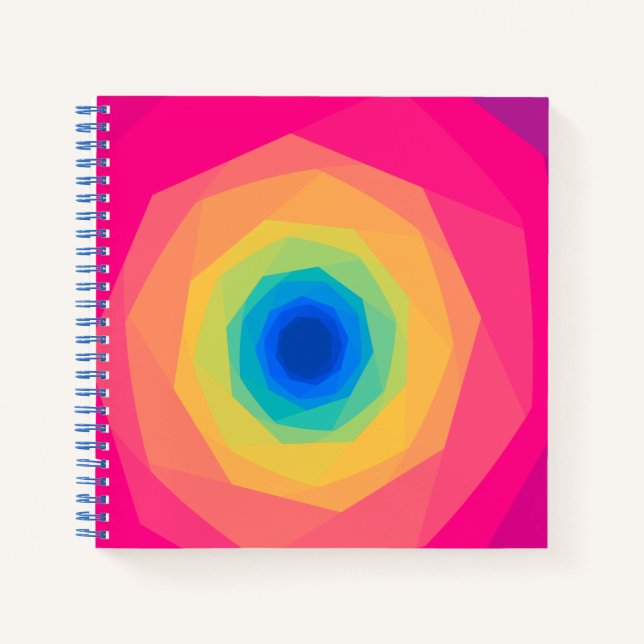 Cuaderno Bloc de notas de espiral geométrica rosa (Anverso)
