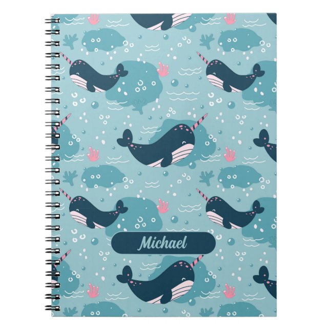 Cuaderno Bloc de notas de espiral personalizado de Narwhal  (Frente)