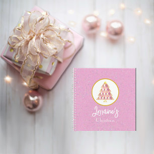 Cuaderno Bloc de notas de espiral rosada Joyoux Noel Sparkl