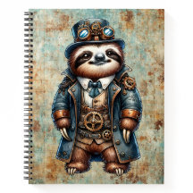 Bloc de notas de espiral Steampunk Sloth