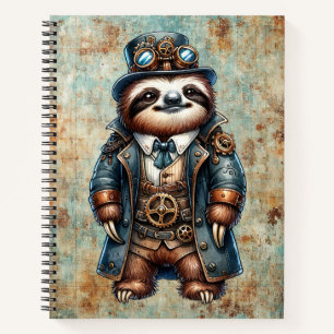 Cuaderno Bloc de notas de espiral Steampunk Sloth