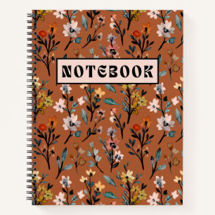 Cuaderno Bloc de notas de espiral terrestre con flores