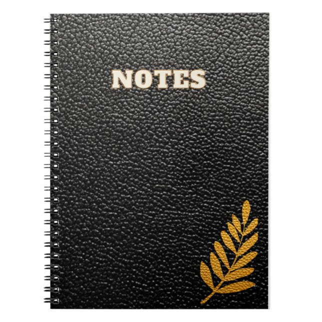 Cuaderno bloc de notas de estilo cuero negro (Frente)