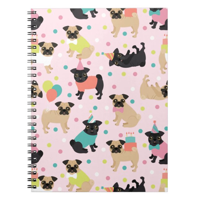 Cuaderno Bloc de notas de Fiesta de pug (Frente)