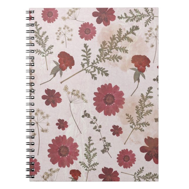 Cuaderno Bloc de notas de flor presionado (Frente)