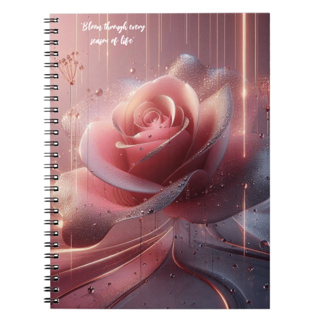 Cuaderno bloc de notas de flor rosa (Frente)