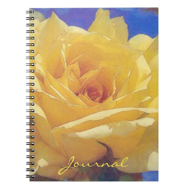 Cuaderno Bloc de notas de flor rosa amarillo grande (Frente)