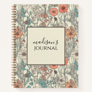 Cuaderno Bloc de notas de flor silvestre personalizado