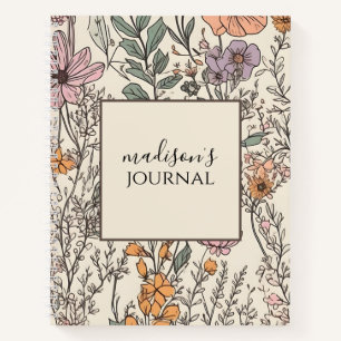 Cuaderno Bloc de notas de flor silvestre personalizado