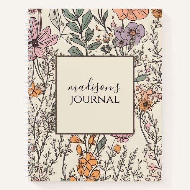 Cuaderno Bloc de notas de flor silvestre personalizado (Anverso)