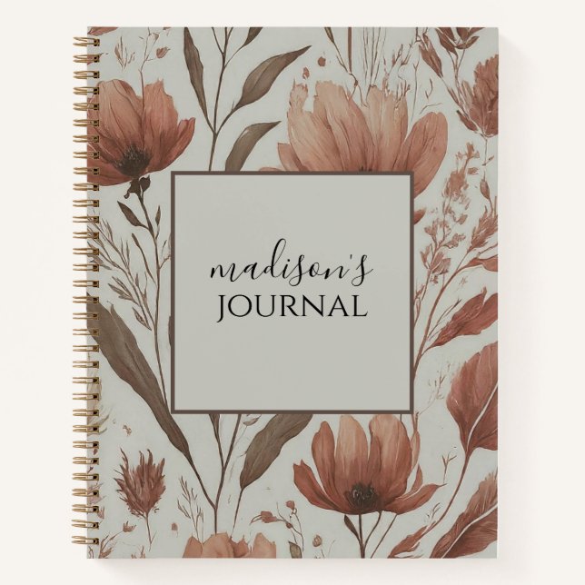 Cuaderno Bloc de notas de flor silvestre personalizado (Anverso)