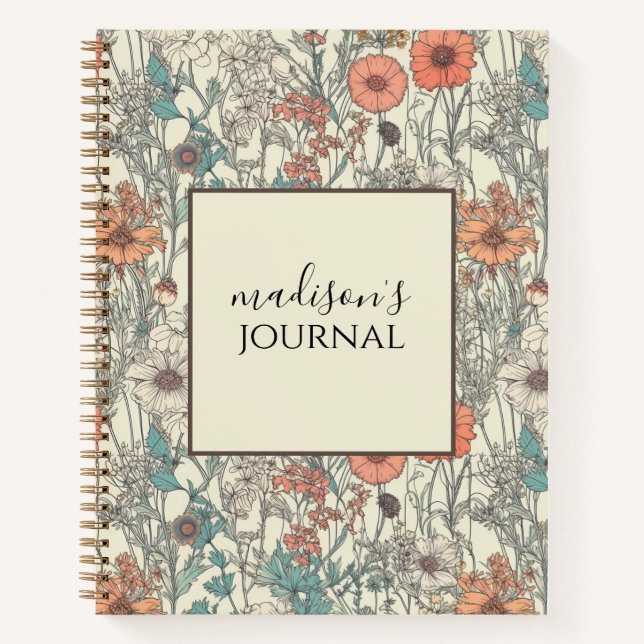 Cuaderno Bloc de notas de Floral personalizado (Anverso)