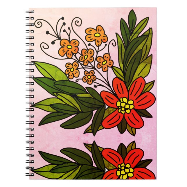 Cuaderno bloc de notas de flores (Frente)