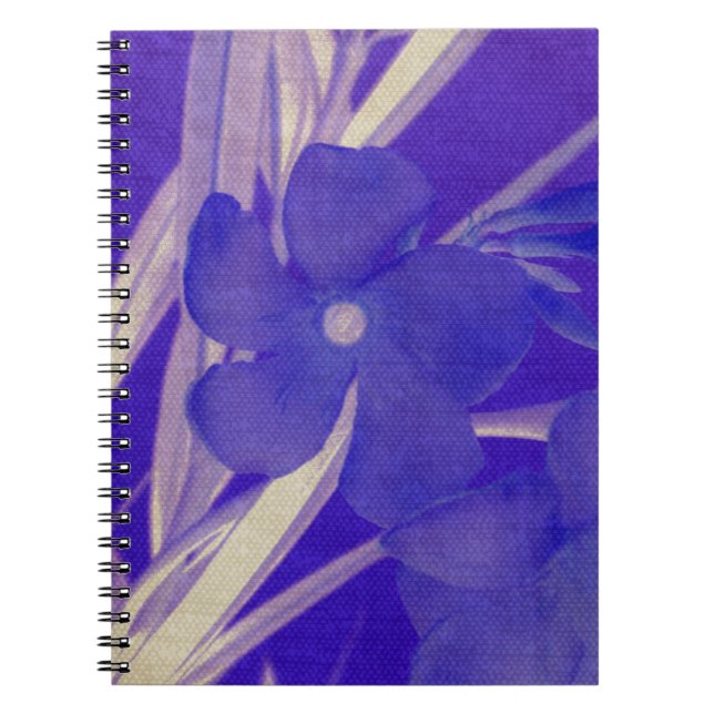 Cuaderno Bloc de notas de flores azules (Frente)