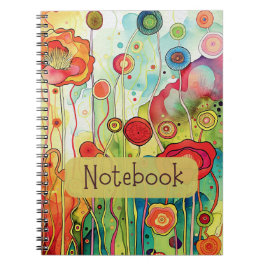 Cuaderno Bloc de notas de flores brillante
