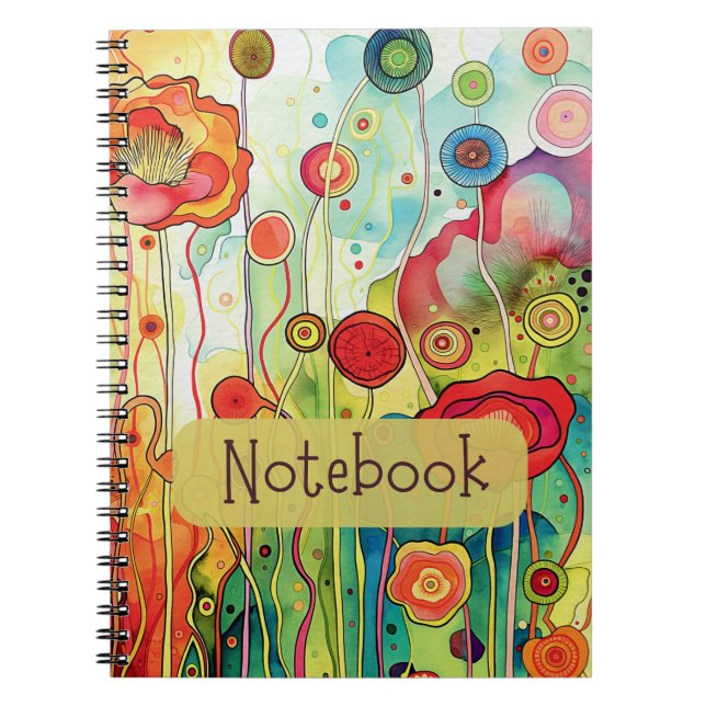 Cuaderno Bloc de notas de flores brillante (Frente)