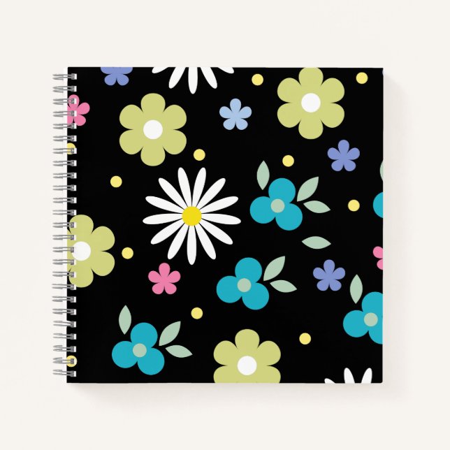 Cuaderno Bloc de notas de flores coloridas (Anverso)