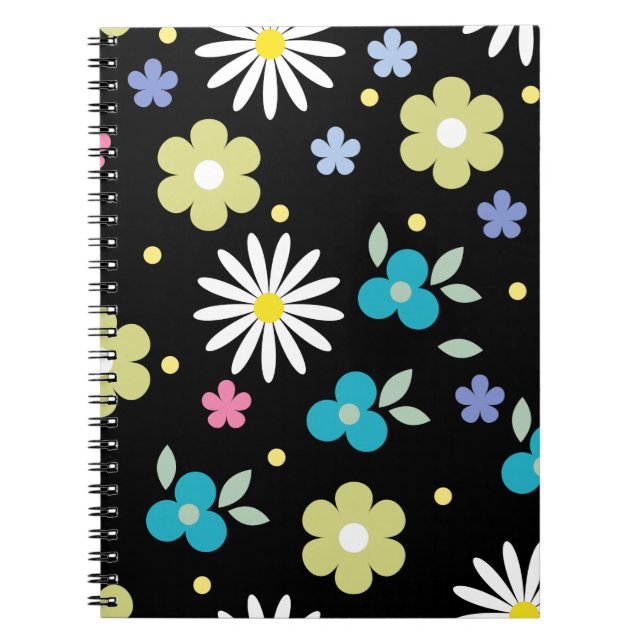 Cuaderno Bloc de notas de flores coloridas (Frente)