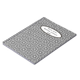 Cuaderno Bloc de notas de Flores de color blanco y negro