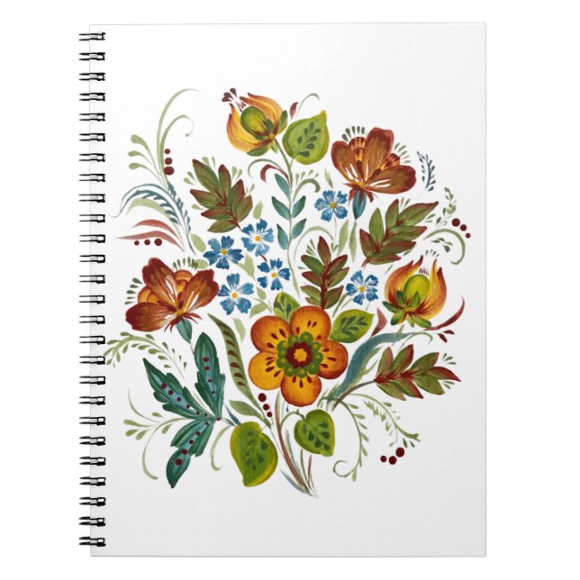 Cuaderno bloc de notas de flores de estilo ucraniano (Frente)