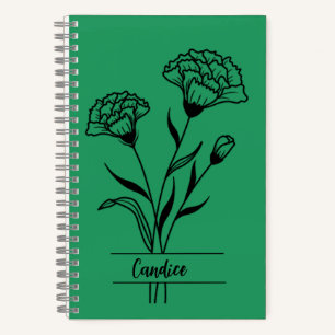 Cuaderno Bloc de notas de flores en el mes de nacimiento de