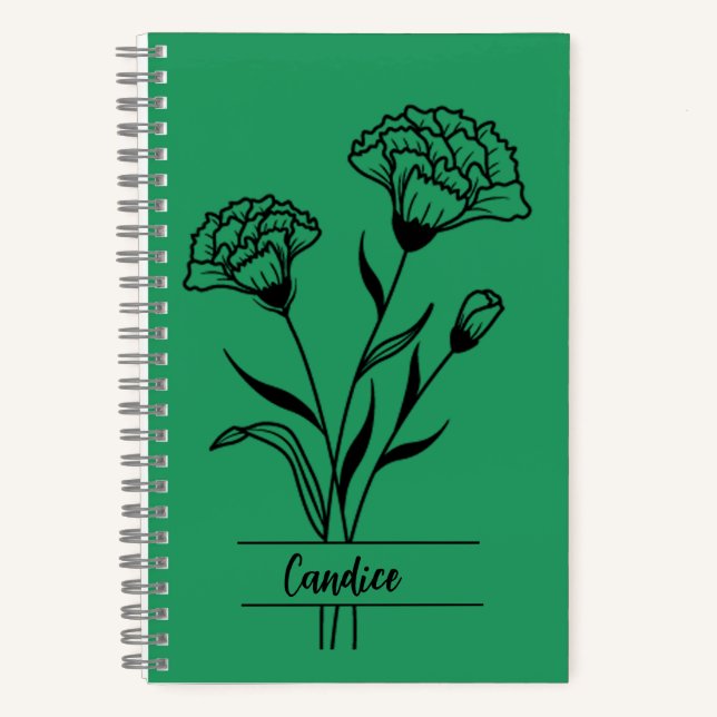 Cuaderno Bloc de notas de flores en el mes de nacimiento de (Anverso)