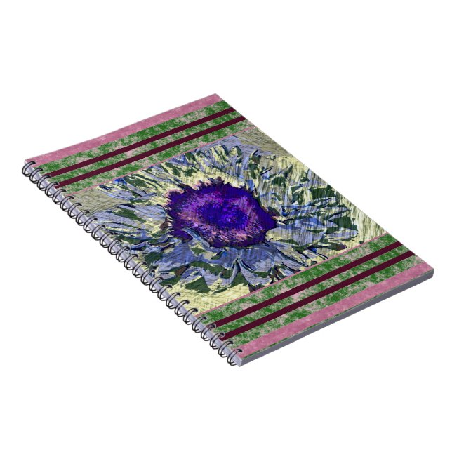 Cuaderno Bloc de notas de flores moradas (Lado Derecho)