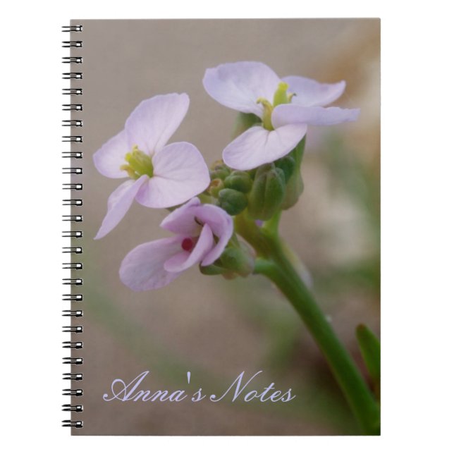 Cuaderno Bloc de notas de flores moradas (Frente)