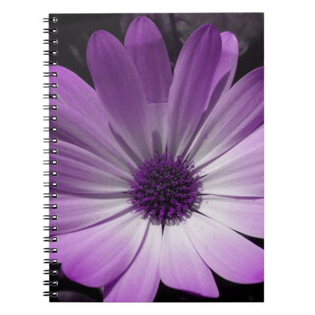 Cuaderno Bloc de notas de flores morado (Frente)