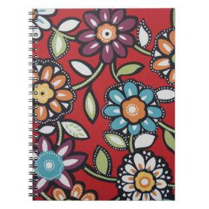Cuaderno bloc de notas de flores pintado a mano
