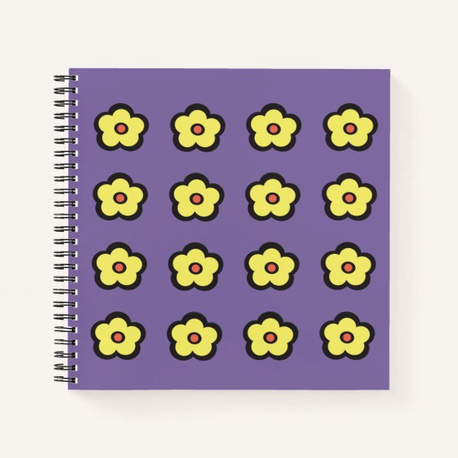 Cuaderno Bloc de notas de flores retro (Anverso)