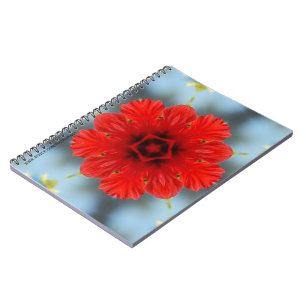 Cuaderno Bloc de notas de flores rojas