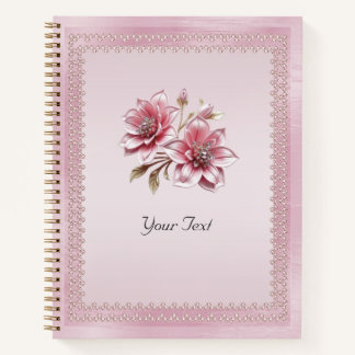 Cuaderno Bloc de notas de flores rosadas modernas