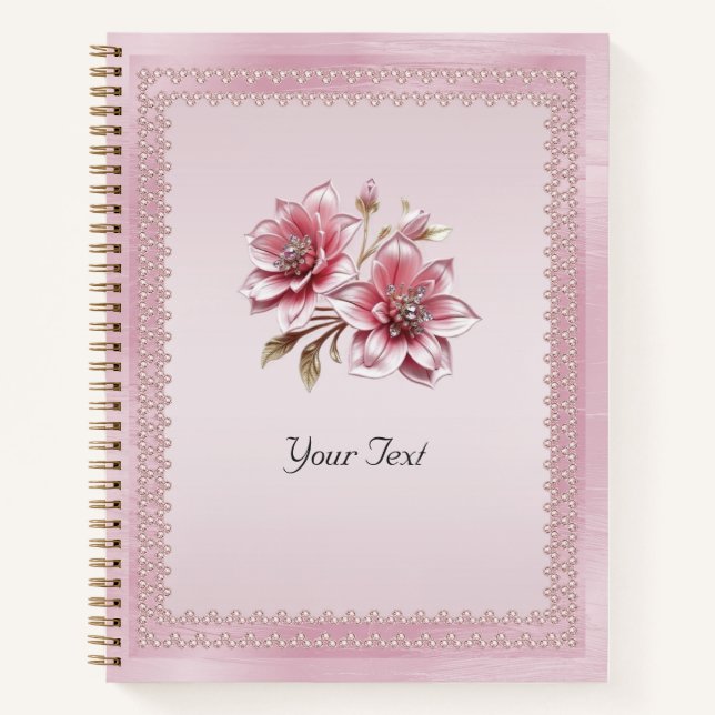 Cuaderno Bloc de notas de flores rosadas modernas (Anverso)