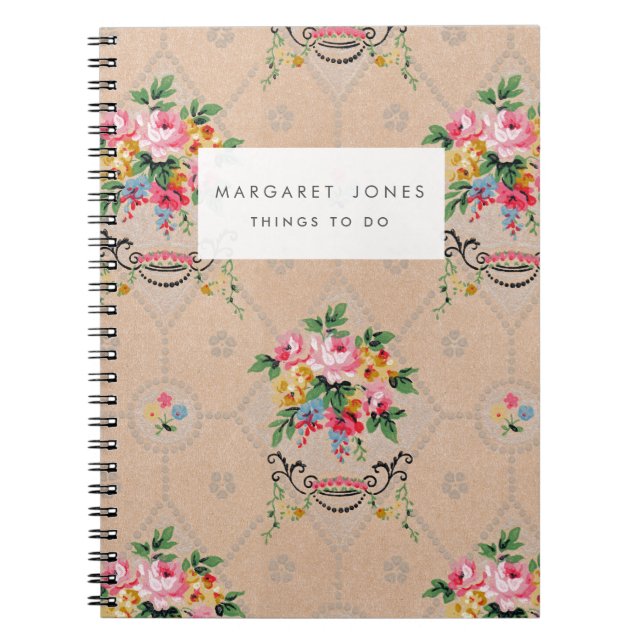Cuaderno Bloc de notas de fondo francés vintage (Frente)