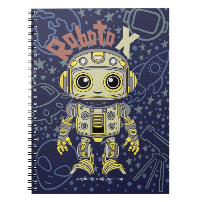 Cuaderno Bloc de notas de fotografía espiral Robot Boy (Frente)