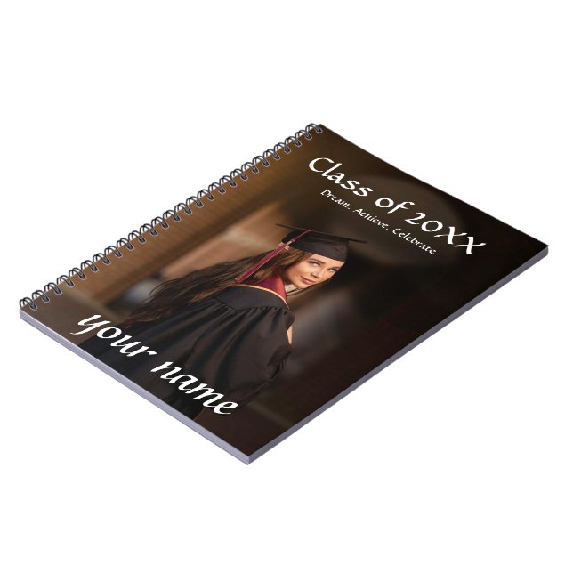 Cuaderno Bloc de notas de fotos de graduación - Nombre pers (Lado Izquierdo)