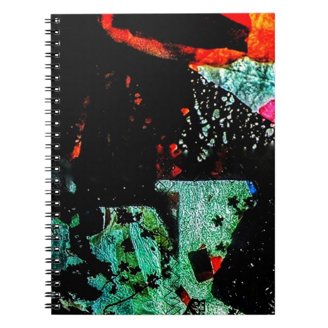 Cuaderno Bloc de notas de fotos en espiral abstracto oscuro (Frente)