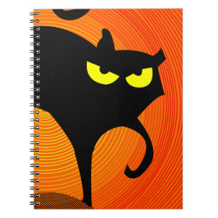 Cuaderno Bloc de notas de fotos en espiral de gato negro