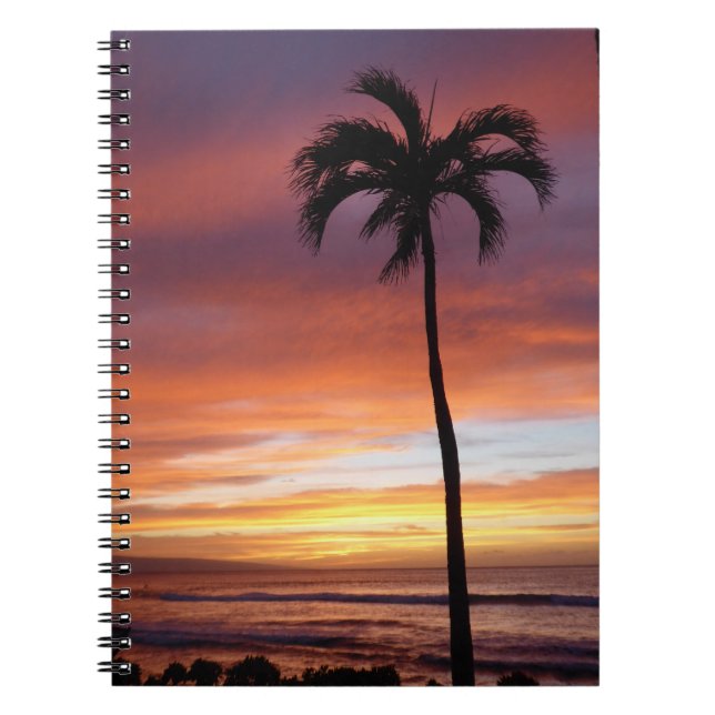 Cuaderno Bloc de notas de fotos Vivid Maui Sunset Photo Spi (Frente)