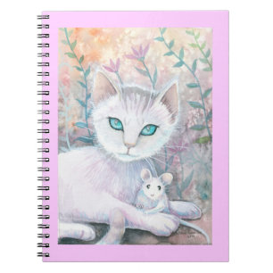 Cuaderno Bloc de notas de gato y ratón blanco