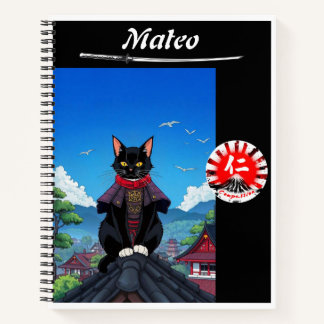 Cuaderno Bloc de notas de gatos de compasión de Samurai